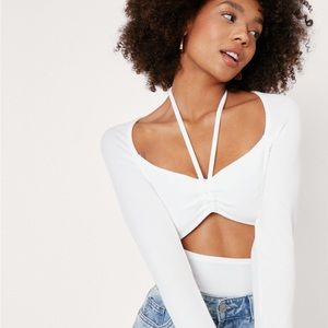 Nasty Gal Ribbed Cut Out High Leg Bodysuit | Size 8